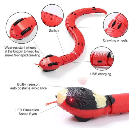 USB Rechargeable Interactive Cat Toy with Smart Sensing, an Automatic Electronic Snake for Kittens' Indoor Play.