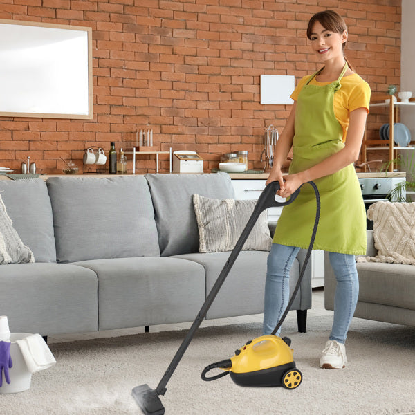 VSC28B Multipurpose Steam Cleaner with 19 Accessories, 1.2L tank Portable Steamer for Floors, Carpet, Windows, Cars and More, 1500W, Yellow