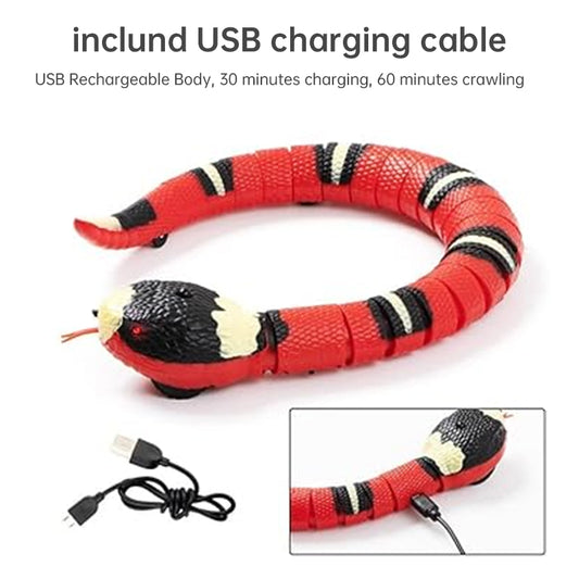 USB Rechargeable Interactive Cat Toy with Smart Sensing, an Automatic Electronic Snake for Kittens' Indoor Play.