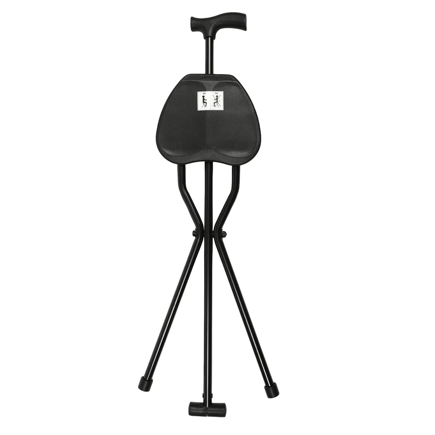Cane with Seat Folding Walking Cane Chair, Stool Supports Up To 249.12lbs, 3 Legs Cane Seat Walking Stick 35.4 Inches Tall
